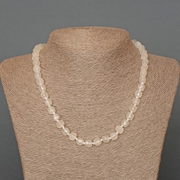 Necklace Mountain Crystal Natural Stone Faceted Cube, 7mm diameter, length 46cm
