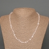 Necklace with Rock Crystal Natural Stone Faceted Cubes, 5mm diameter approx., length 47cm