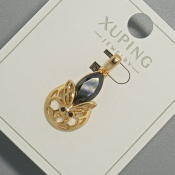  pendant "Bee" Xuping with black crystal, diameter 12×20mm+ -, length 26mm+- 18K gold plated