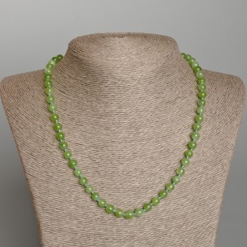 Necklace Jade Jadeite smooth bead, diameter 6.5mm±, length 50cm±