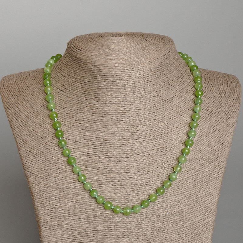 Necklace Jade Jadeite smooth bead, diameter 6.5mm±, length 50cm±