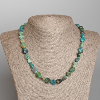 Chrysocolla Beads Necklace, natural stone faceted beads, diameter 8x10mm, length 48cm