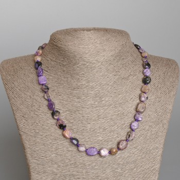 Charoite Necklace Natural Stone Beads Tumbled, diameter 9x11mm ±, length 49cm ±