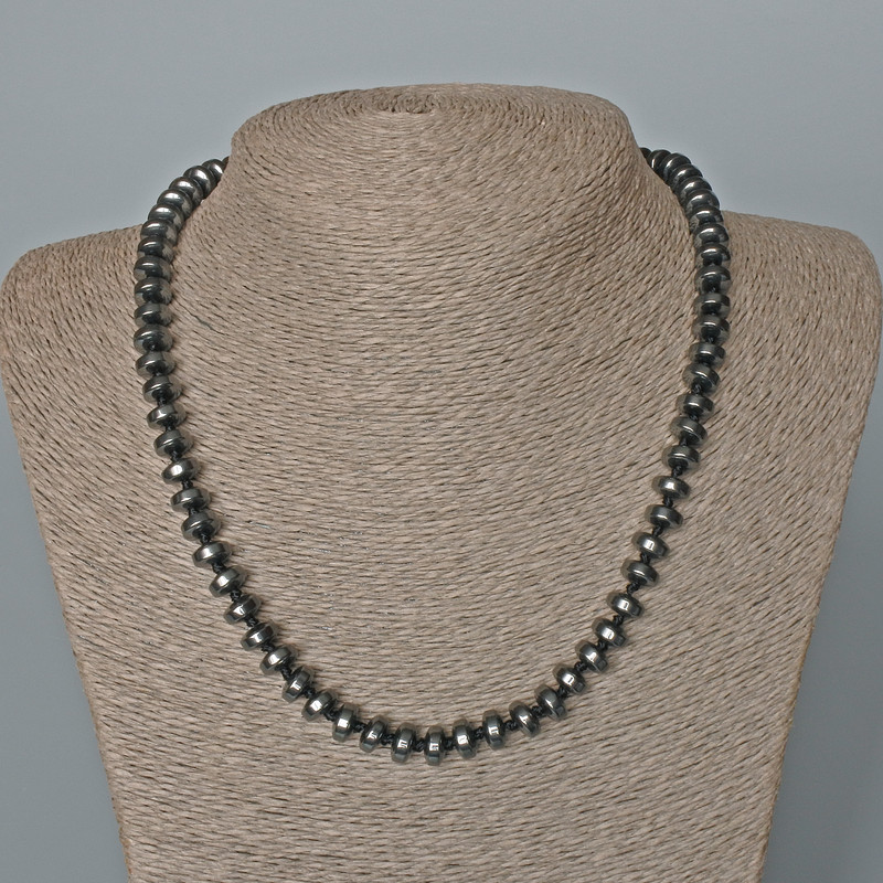 Hematite Smooth Rondelle Bead Necklace, 8x4 mm, length 48 cm
