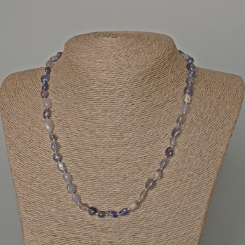 Iolite Beads Necklace, natural stone faceted, diameter 6x8mm, length 48cm
