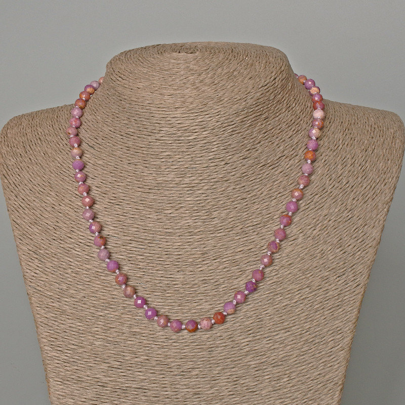 Necklace of Phosphosiderite, natural stone, faceted ball, diameter 6 mm ±, length 47 cm ±