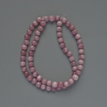 Kunzite Beads (artificial) round smooth beads, 6mm diameter ±, length 39cm ± on thread