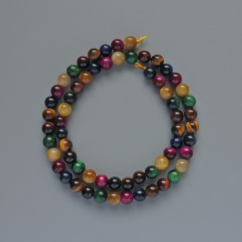 Cat's Eye Beads Assorted 6mm Natural Stone Smooth Round Beads, Length 38cm on Thread