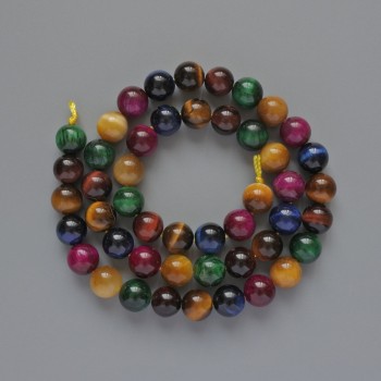 Cat's Eye Beads Assorted Natural Stone Smooth Round Bead, diameter 8.5mm, length 39cm, on thread