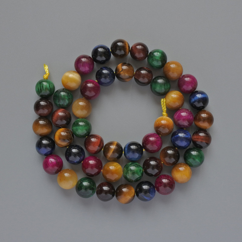 Cat's Eye Beads Assorted Natural Stone Smooth Round Bead, diameter 8.5mm, length 39cm, on thread