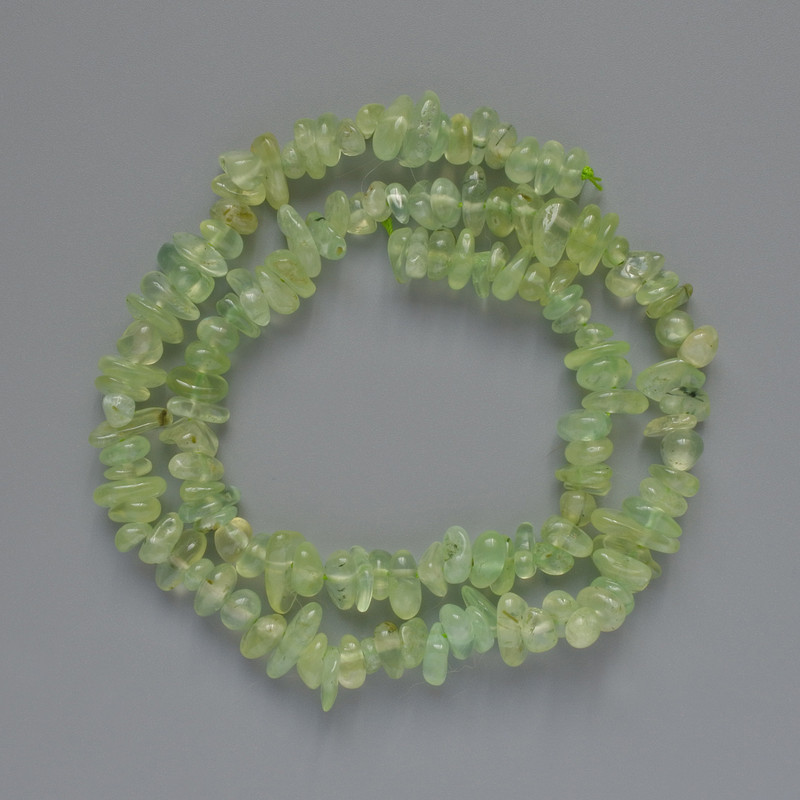 Prehnite Beads Natural Stone Chip, 6x3mm diameter, length 41cm on thread