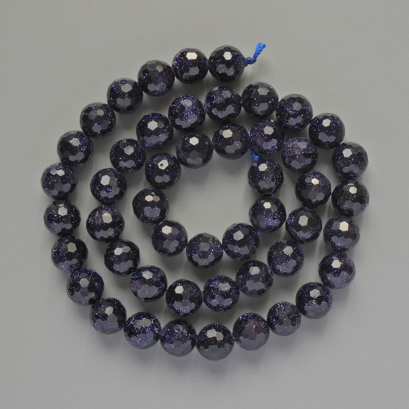 Adventurine Beads Night of Cairo Synthetic Faceted Round 8mm Diameter, 37cm Length on Thread