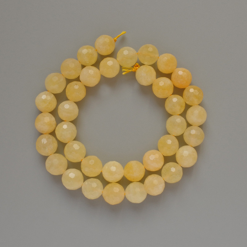 Citrene Beads, Natural Stone, Faceted Round Beads, 10mm diameter, 38cm length on thread