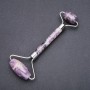 Amethyst Stone Massager, double-sided, 14.5 cm, silver metal