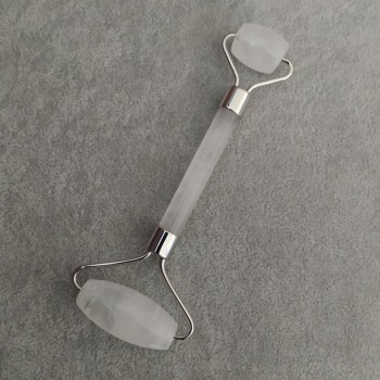 Crystal Stone Massager, double-sided, 14.5 cm, silver metal