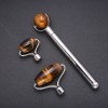 Tiger's Eye Massager set with 3 attachments silver metal