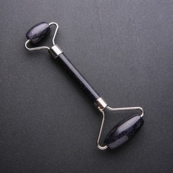 Aventurine Massager "Blue Sand of Night of Cairo", length 14cm, silver metal