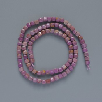 Phosphosiderite Beads, natural stone, faceted cube, 4mm diameter ±, thread length 39cm ±