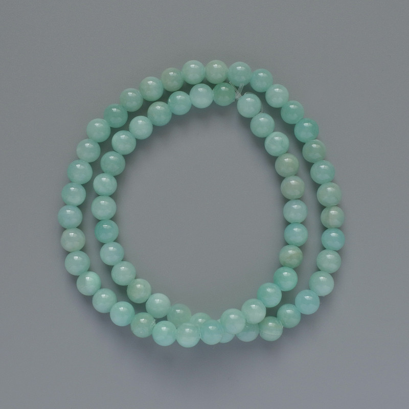 Amazonite Beads (artificial acrylic) smooth round beads, diameter 6.5mm±, length 40cm± on thread