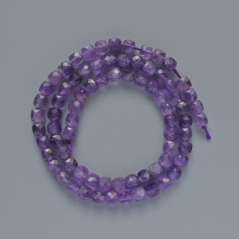 Amethyst Beads natural stone faceted cube, diameter 5.5mm±, thread length 38cm±