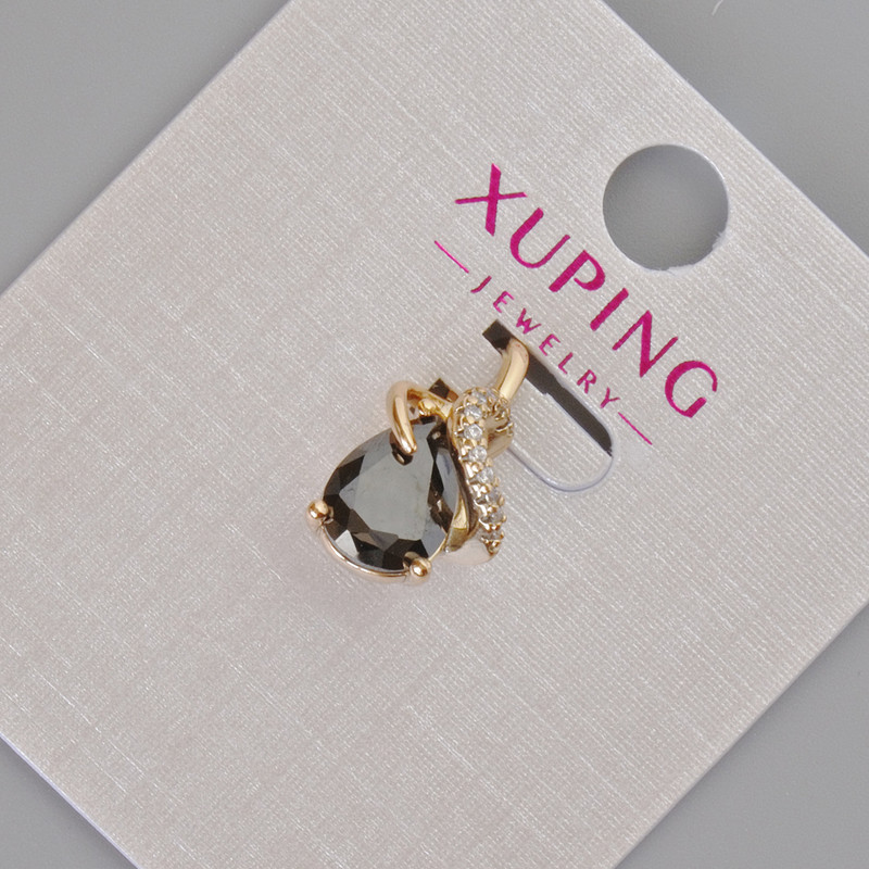 Xuping Pendant with Black Crystal and White Rhinestones, 16×10 mm diameter ±18K Gold Plating