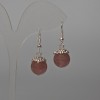 Strawberry Quartz Natural Stone Smooth Ball Earrings, diameter 12.5 mm±, length 35 mm±