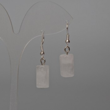 Earrings Mountain Crystal Faceted Cylinders, diameter 10x16mm±, length 37mm±