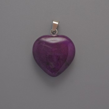 Heart Pendant AGATE Purple, diameter 20x20x6mm±, length 28mm±