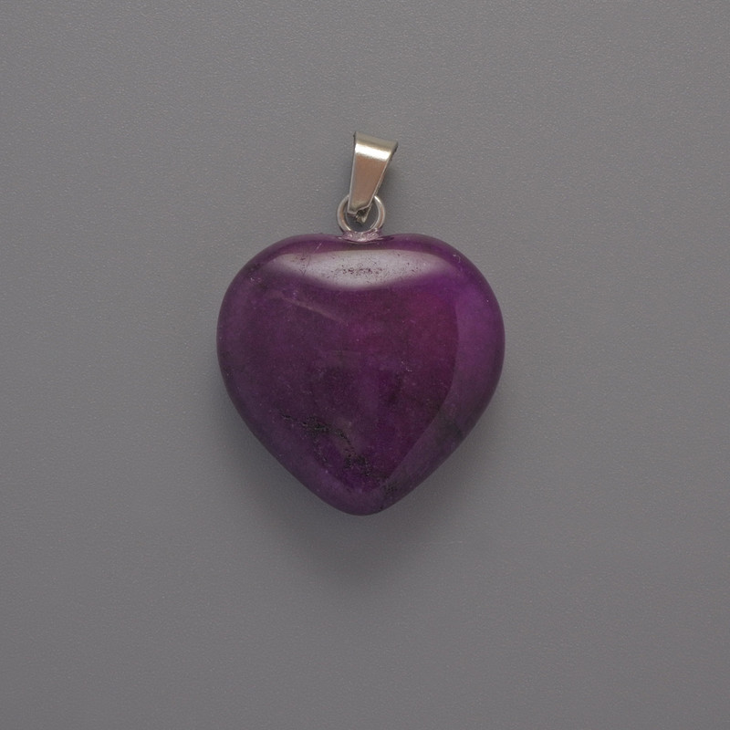 Heart Pendant AGATE Purple, diameter 20x20x6mm±, length 28mm±