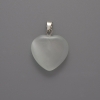 Pendant Heart White Cat's Eye, diameter 20x20x5mm±, pendant length 26mm±