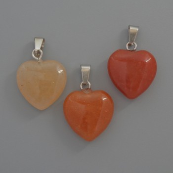 Heart Pendant Carnelian, diameter 15x15x6mm+-, chain length 23mm+-