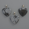 Heart Pendant Snowy Obsidian, 20x20x6mm diameter ±, length 28mm ±