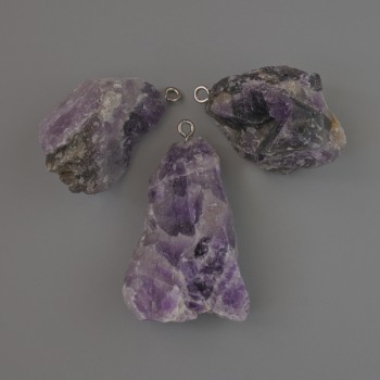 Amethyst Pendant Natural Stone Unprocessed, diameter 34x22 to 42x24mm±, assorted