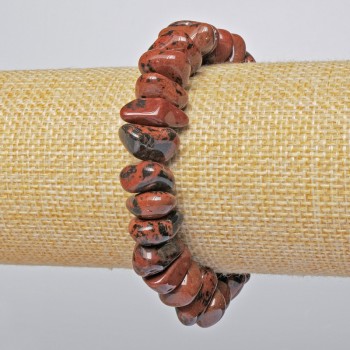 Bracelet Obsidian natural stone faceted, diameter 15x7mm + -, length 18cm + - (stretch)