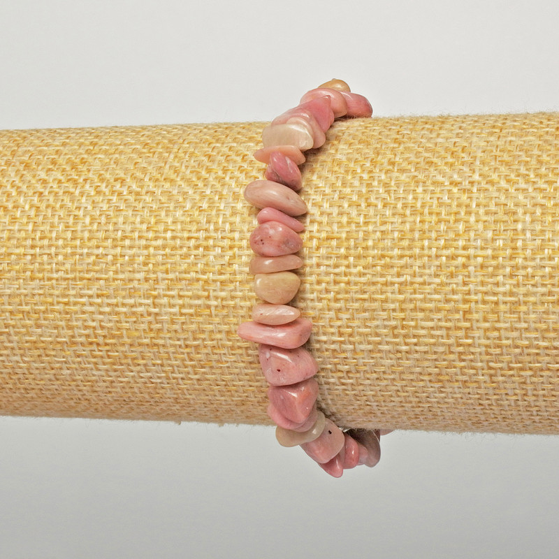 Rhodonite Bracelet, natural stone chip, 6x4mm, length 18cm, stretch