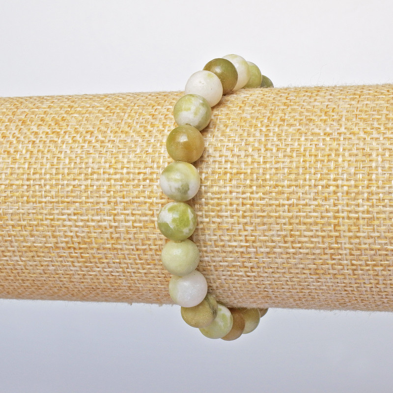 Bracelet Jadeite Yellow (press. ) smooth beads, diameter 9mm + -, length 18cm + - (stretch)
