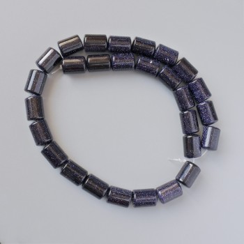 Adventurine Beads Night of Cairo Cylindrical 10x13 mm, 5mm + -, 37 cm length on thread