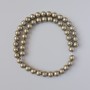 Pyrite Beads Natural Stone Smooth Sphere 8mm Diameter, 39cm Length on Fishing Line