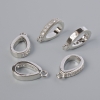 Pendants base with White Rhinestones, Silver Tone Metal, diameter 15x3mm± 1pc