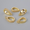 Pendants Base with White Rhinestones, Gold-tone Metal, 15x3 mm ± 1 pc