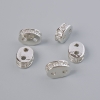 Separator bead for 2 strands with white crystals, silver metal finish, diameter 8×3mm± 1 piece