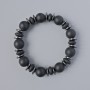 Shungite Bracelet with Rondelles and Beads, diameter 10x4, 5mm, 12mm+-, length 7.1 in.+- (stretch) with Hematite inlays