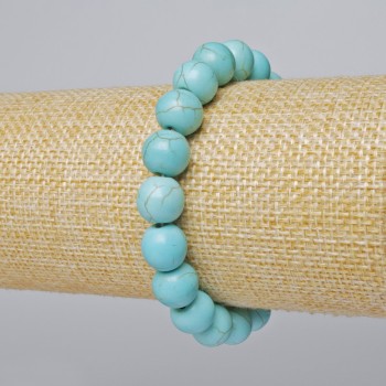 Bracelet Turquoise (loose) smooth bead, diameter 10mm+-, length 18cm+- (stretch)