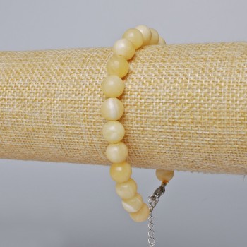 Bracelet Citrine (pressed) smooth bead, diameter 8.5 mm + -, length 19-24 cm + - (silver clasp)