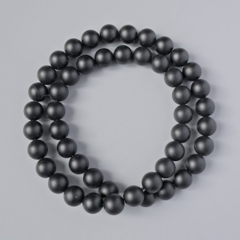 Shungite Beads (single) smooth ball, 8mm diameter, approx 39cm length on fishing line