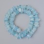 Aquamarine Beads natural stone chip, diameter 11x3mm+-, length 39inches+-, on fishing line