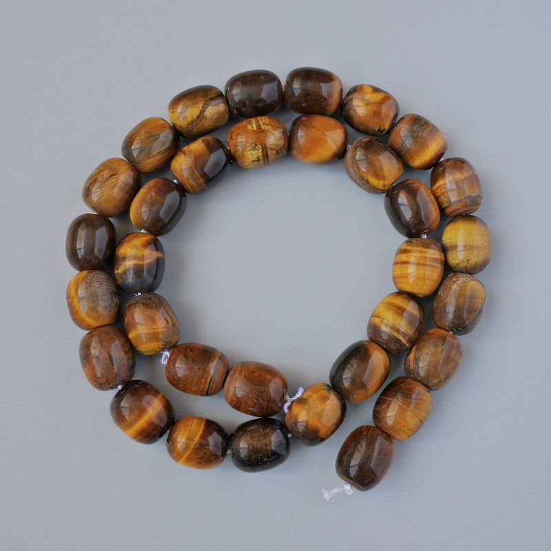 Tiger's Eye Beads natural stone bar, 10x12mm, ±, thread length 40cm ±