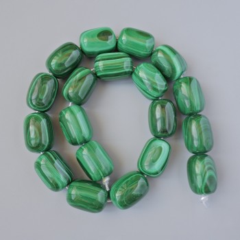 Malachite Beads natural stone bar, 15x21mm±, length 39cm± on thread