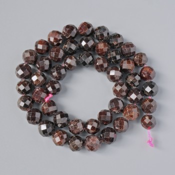 Garnet Beads natural stone faceted globe, diameter 8mm±, length 38cm± on thread