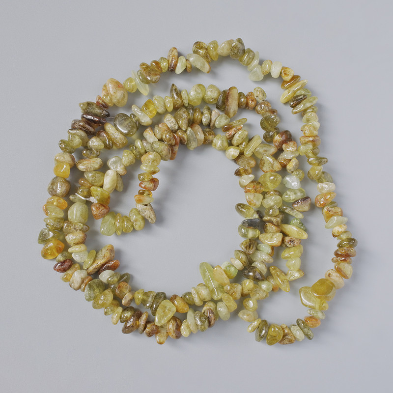 Grossular Garnet Beads (Green Garnet) Natural Stone Grains, 8x4mm, +/- on nylon thread, 80cm length